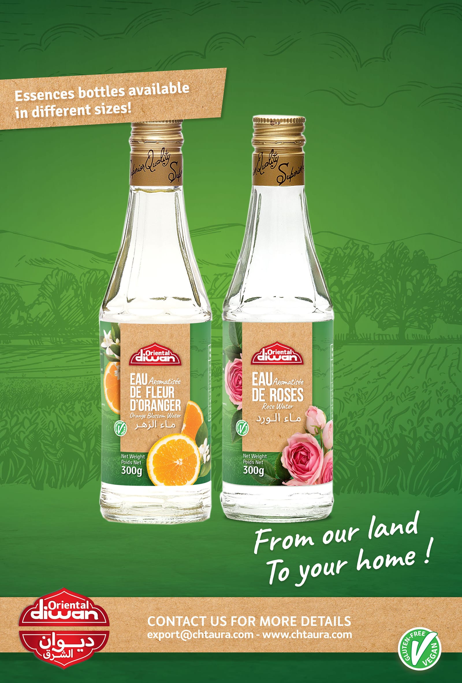 Oriental Diwan Essences Rose Water, Orange Blossom Water