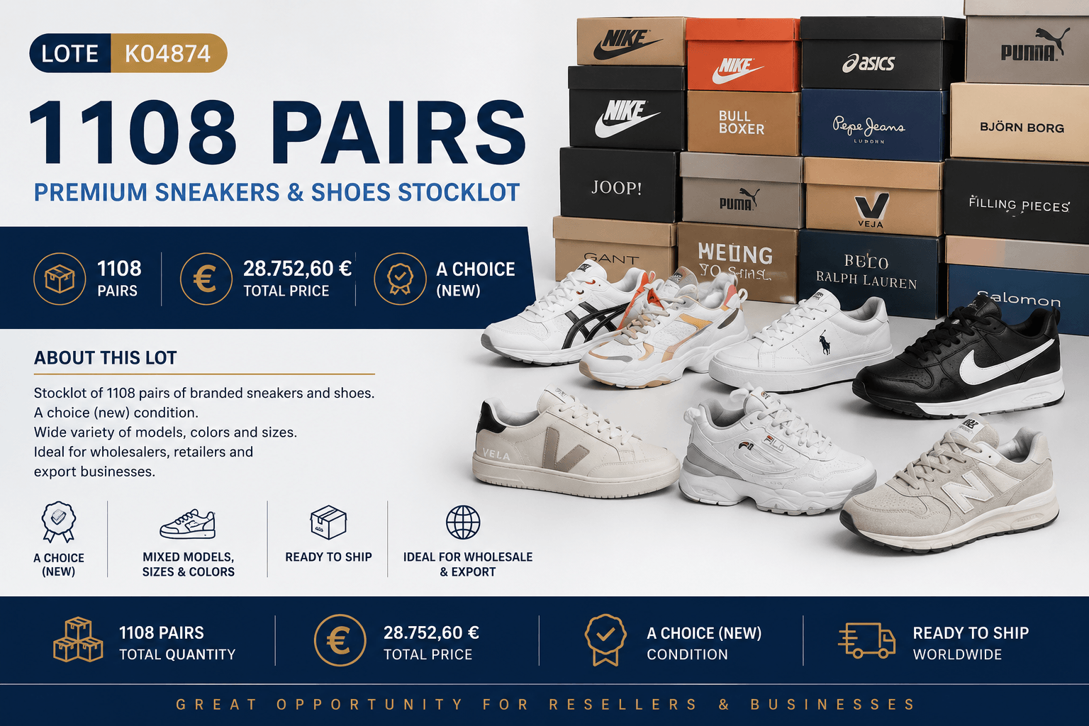 Premium Sneakers & Shoes Stocklot – 1,108 Pairs