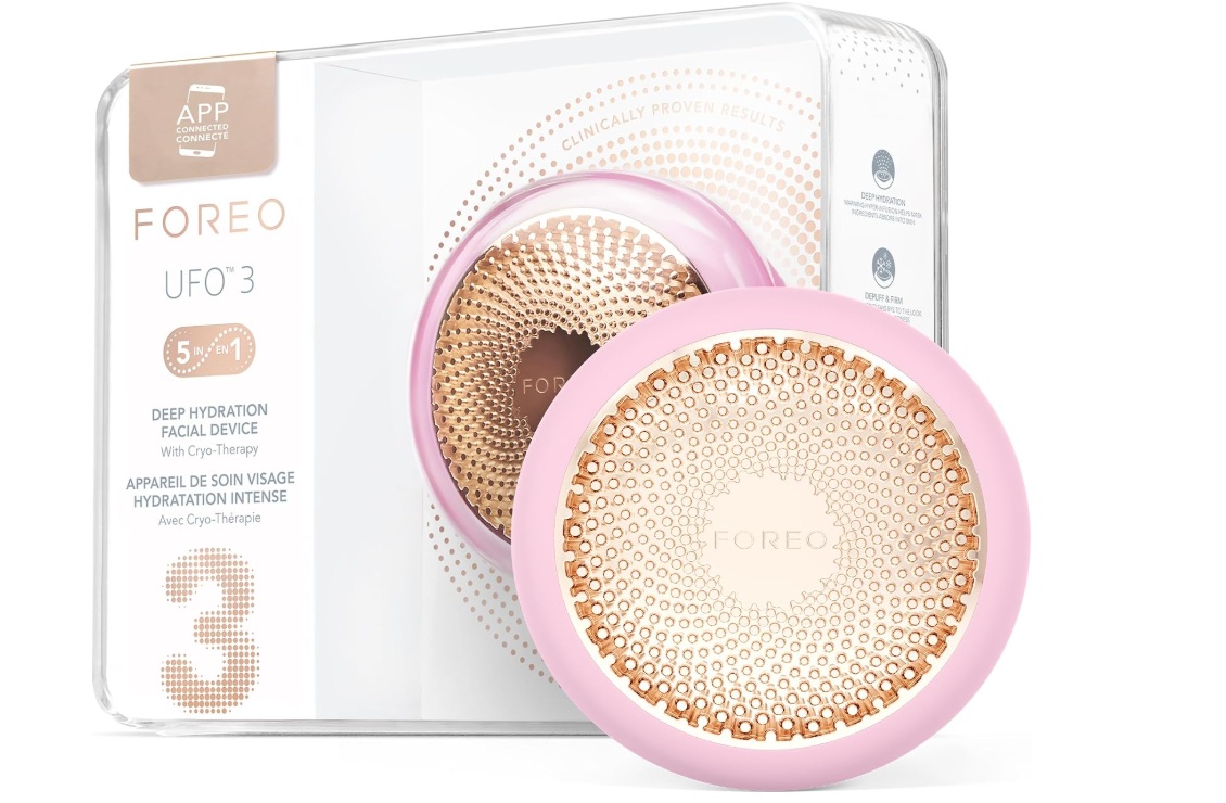 FOREO UFO 3 - Device for Deep Face Hydration, 5-in-1 Anti-Wrinkle Face Mask Treatment, Red Light Therapy, Thermotherapy, Cryotherapy, T-Sonic Massage, Pearl Pink